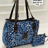 3 zipper Totebag Teachers| Mothers | Office goers- Blue vine