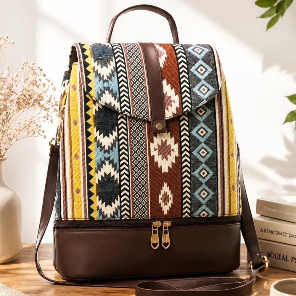 Sling Cum Backbag – 2 in 1 Style | Jacquard Weaves