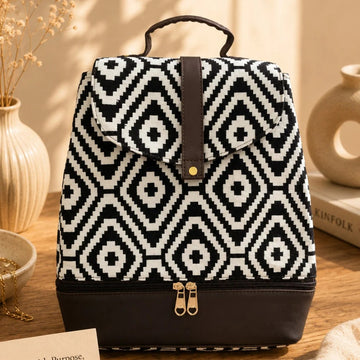 Sling Cum Backbag – 2 in 1 Style | Monochrome Diamonds