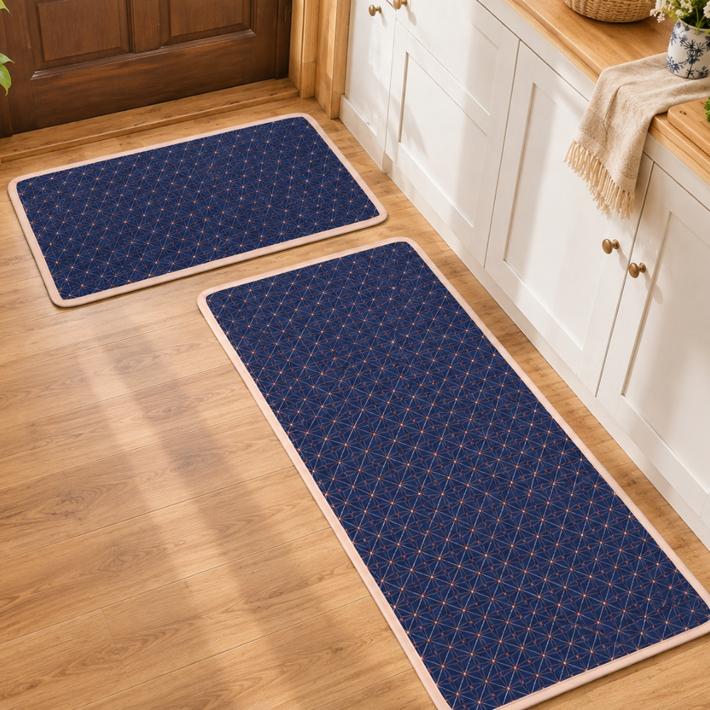 Cushion Combo Mats & Kitchen Runner Set – Indigo Diamond (Copy)