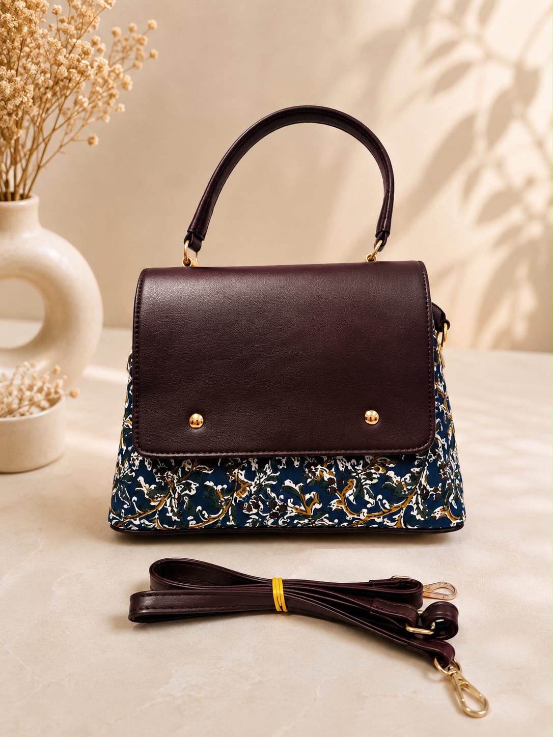 Indo Western Satchel Sling - Blue Kalamkari