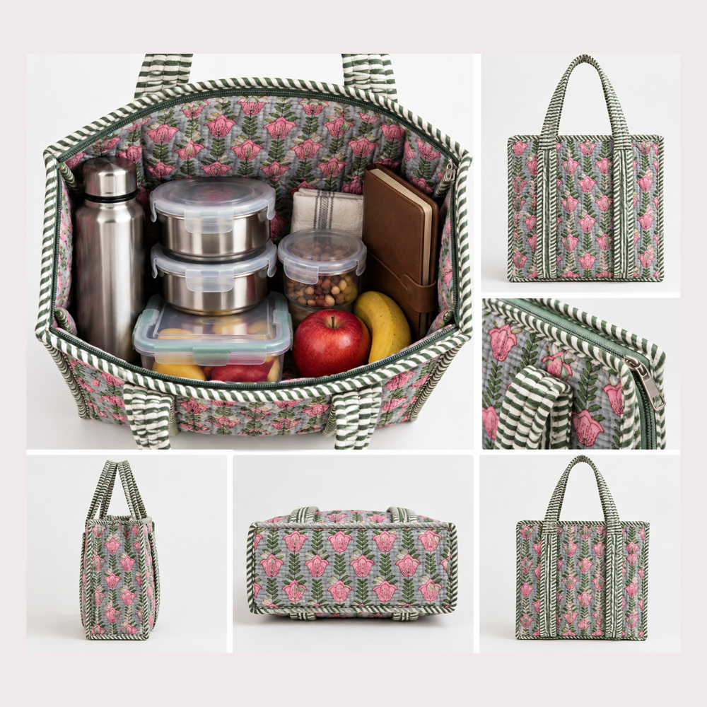 Quilted Naturally Insulated Lunch Tote Bag – Garden Gaze