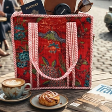 Quilted Naturally Insulated Lunch Tote Bag – Red floral