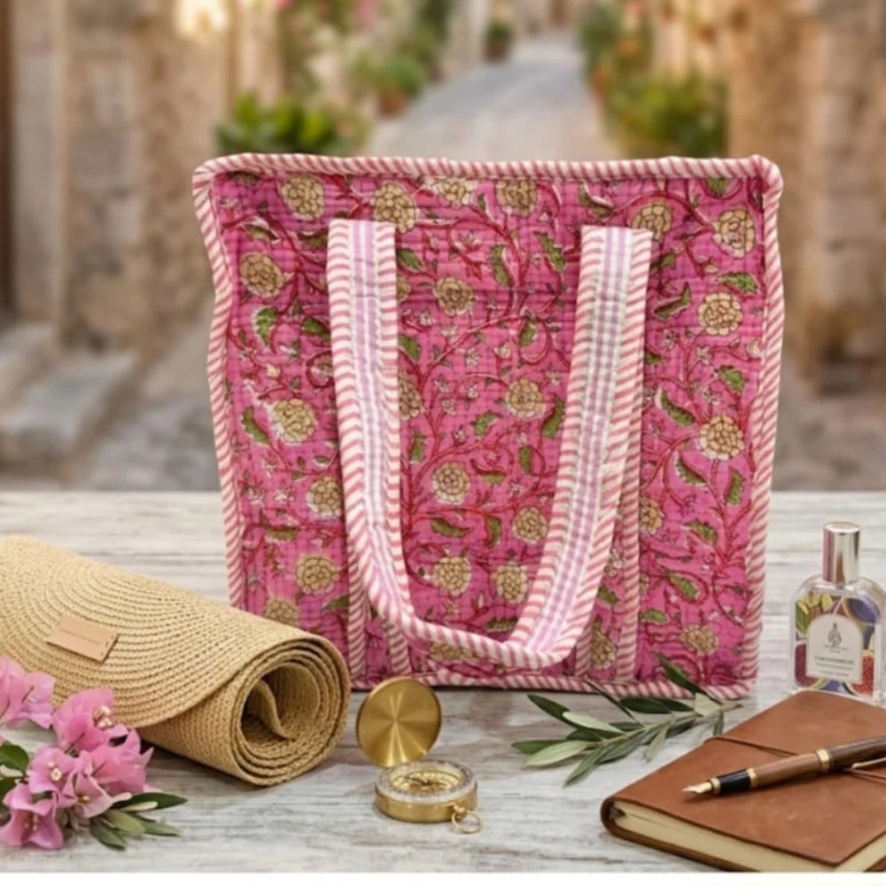Quilted Naturally Insulated Lunch Tote Bag – Pink Blossom