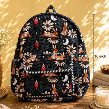 Plush Backpack – Best for College |Travel | Kids & Moms – Midnight Bloom