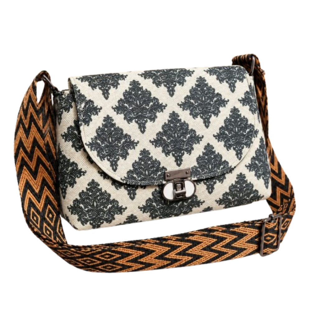 Boho Sling - White with black floral