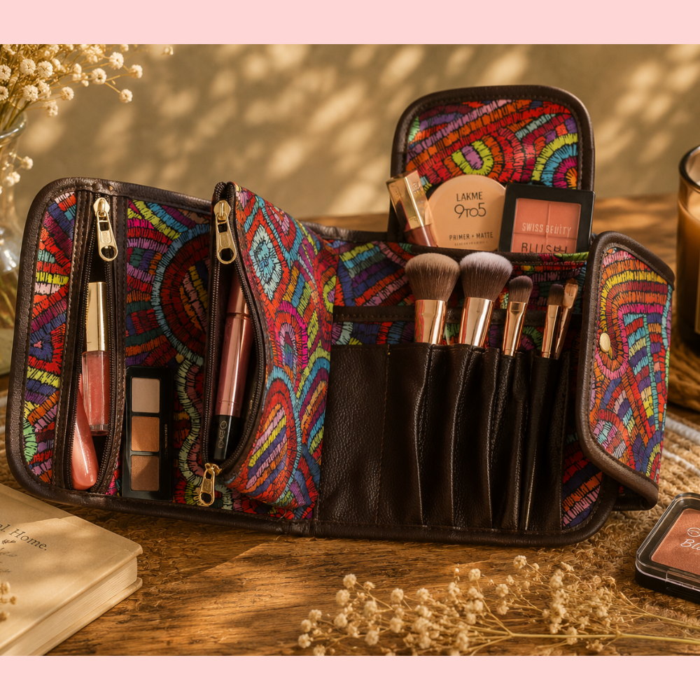 Multi-Purpose Artistic Travel Organizer |Cosmetic bag| Brush holder | Callibary pens | Travel Kit