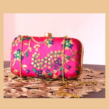 Embroidered Party Clutch |Ethnic Glam Zari Work| Handcrafted Chain Bag
