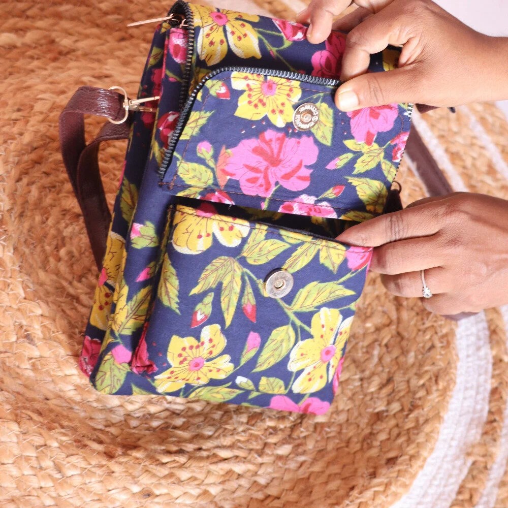 Mobile Sling 5 Pocket – Cross body Bag | Best for all Age group (Gardenia)