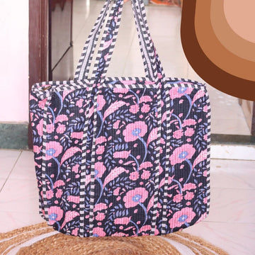 Modern Kattapai Washable Tote Bag for Women | Multifunctional Fabric Shoulder Bag | Aesthetic Floral College & Everyday Carry Bag
