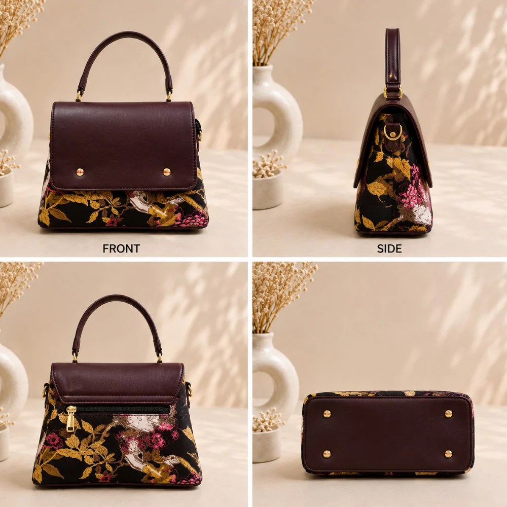 Indo Western Satchel Sling – Midnight Bloosom