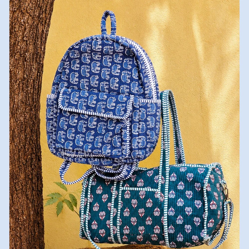 Quilted Travel Combo – Duffel + Backbag | Elephant Ride
