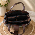 Trinity 3-Zip Organizer Tote Bag with Matching Pouch – Midnight Bloosom