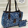 3 zipper Totebag Teachers| Mothers | Office goers- Blue vine