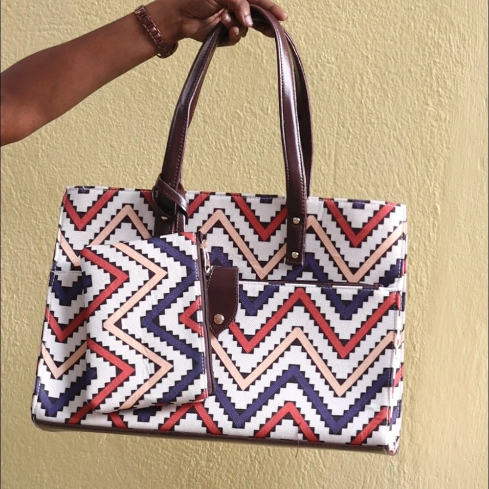Compact Dual Zipper Laptop Tote – Zig Zag